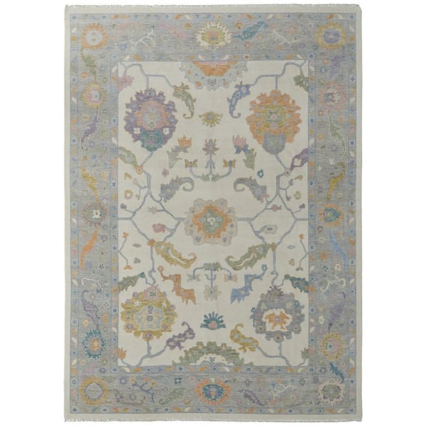 Gray, Ivory, Orange Floral 4 ft. x 6 ft. Area Rug