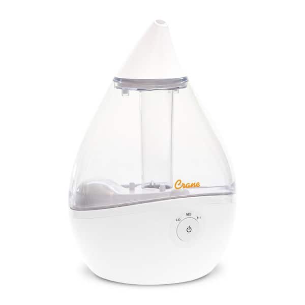 Crane 0.5 Gal. Droplet Ultrasonic Cool Mist Humidifier for Small to Medium Rooms up to 250 sq. ft. - Clear/White
