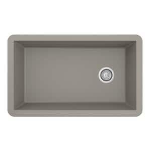 Undermount Quartz Composite 32 in. Single Bowl Kitchen Sink in Concrete