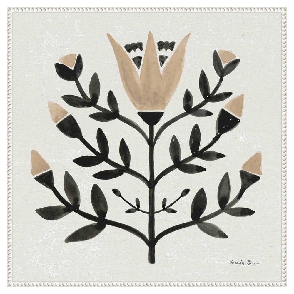Beaded Perimeter Botanic-Inspired Canvas Tapestry