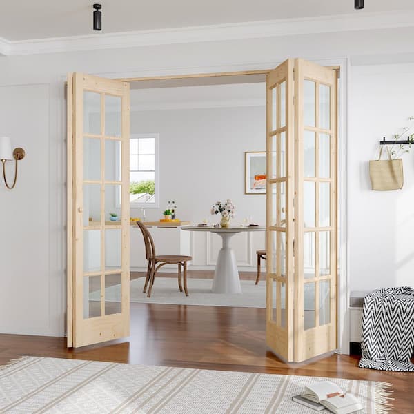 easelife 84 in. x 80 in. Pre Assembled Clear Glass Solid Core Wood