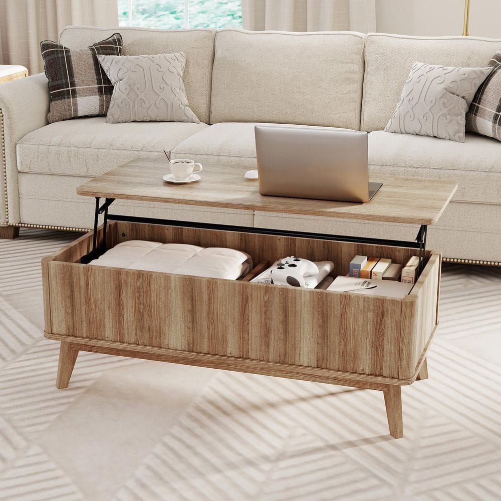 43.5'' Fluted Lift Top Coffee Table w/Lift Tabletop Hidden Compartments for Home price history on PriceWatchPro