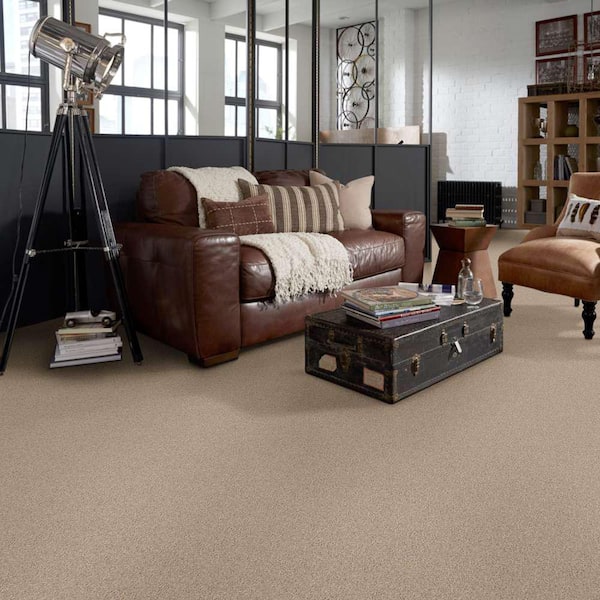 Brave Soul I - Sand Trap - Beige 15 ft. 34.7 oz. Polyester Texture Carpet - Installation Required