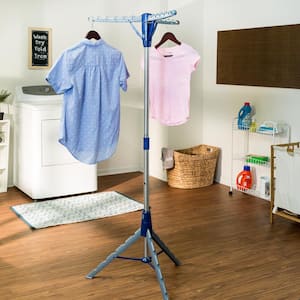 26 in. W x 64.5 in. H Chrome/Blue Steel Collapsible Drying Rack