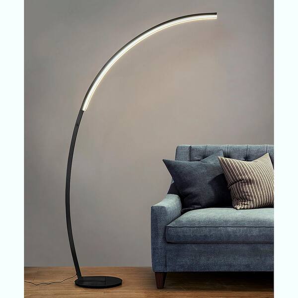 Homeglam Launch Chrome Dimmable Led Arc, Curved Floor Lamp Black