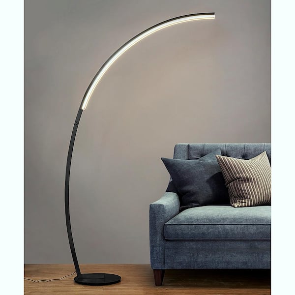 Launch Chrome Dimmable LED Arc Floor Lamp, - Black