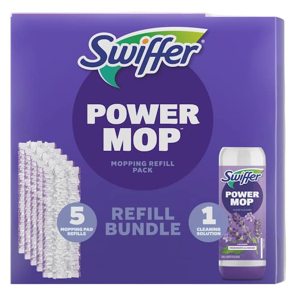 Power Mop Mopping Refill Kit(5-Mopping Pads, 1 Lavender Cleaning Solution)