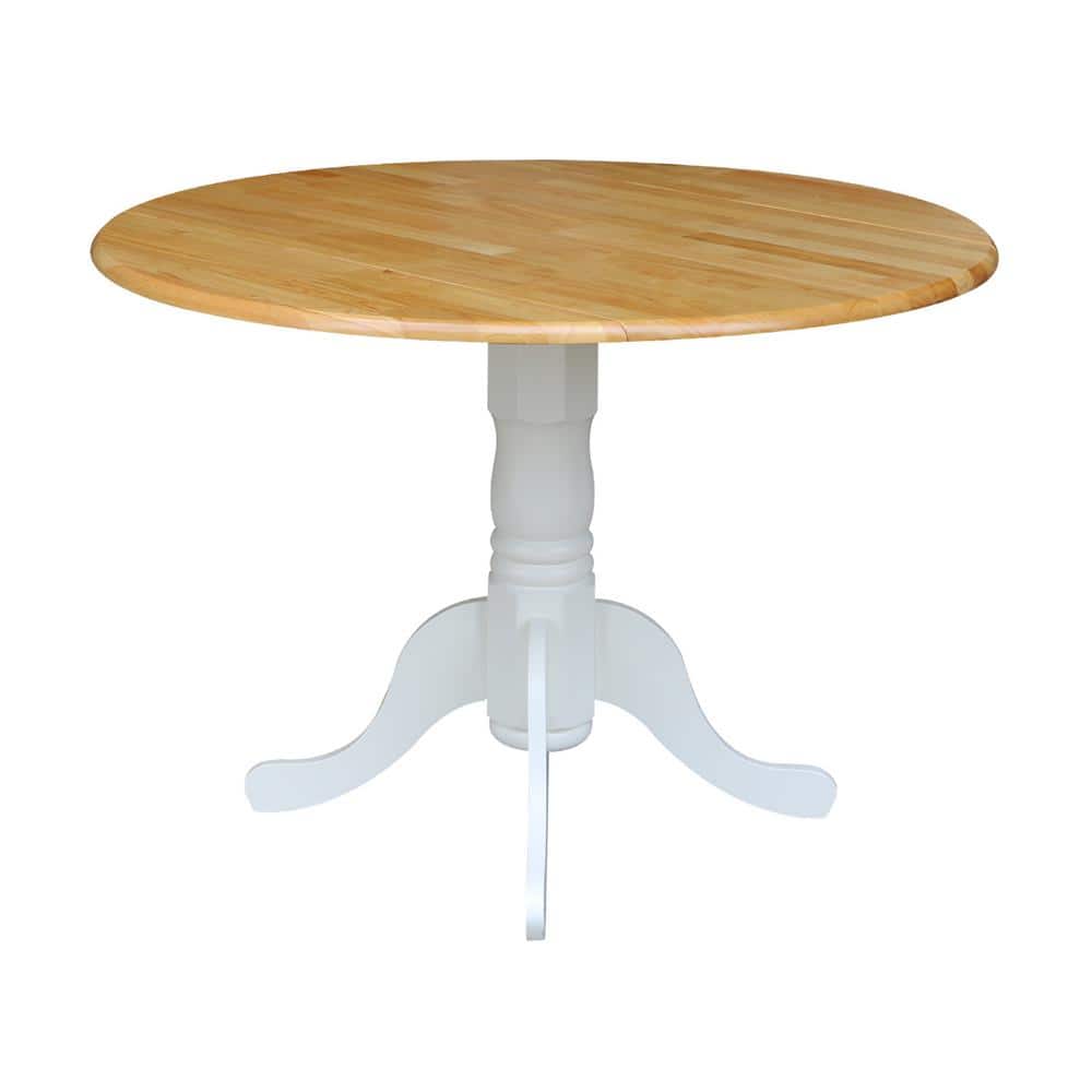 Cottage Charm Off-White Round Wood Extendable Dining Table