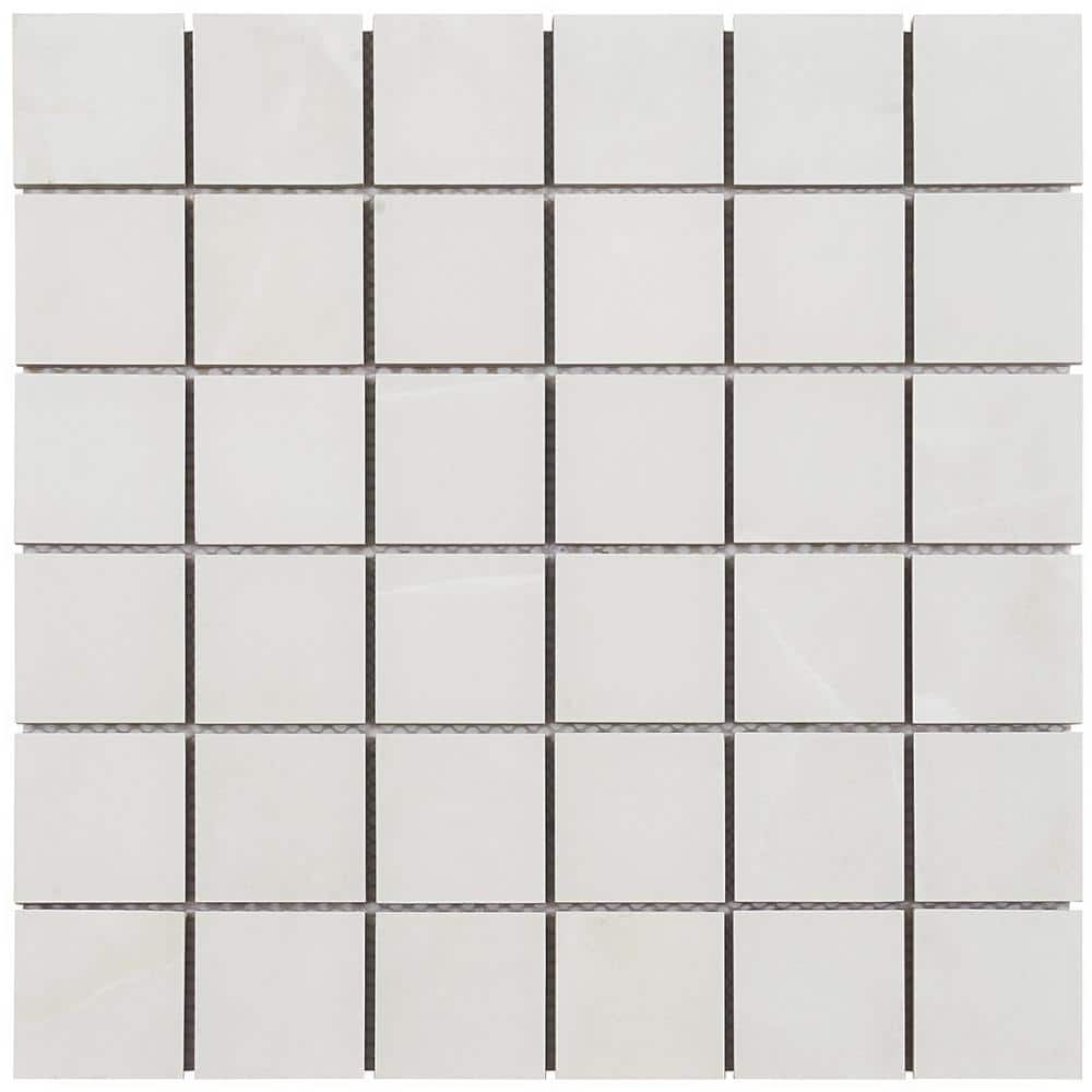 Aztec Onyx Bianco Matte Porcelain Mosaic Tile 12-in x 12-in