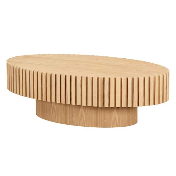 Sudzendf Brown MDF Oval Outdoor Side Table 1-Piece
