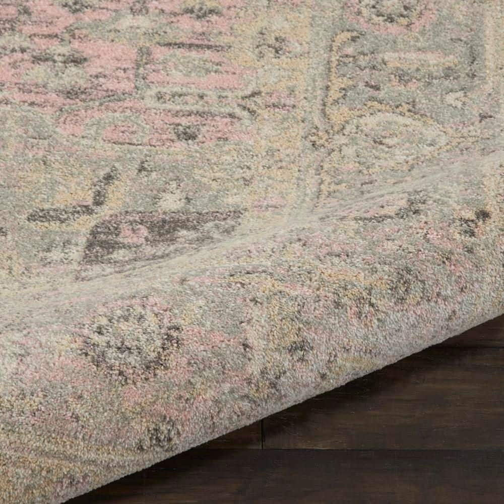 Elegant Ivory & Pink Distressed Kashan 8' x 10' Area Rug