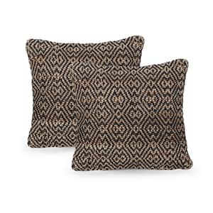Burnell Boho Black Jute and Cotton 18 in. x 18 in. Throw Pillow (Set of 2)