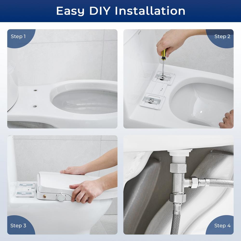 White Non-Electric Bidet Toilet Seat with Dual Nozzles