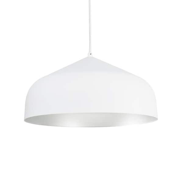 KUZCO Helena 17 in. 1 Light 38-Watt White/Silver Integrated LED Pendant Light
