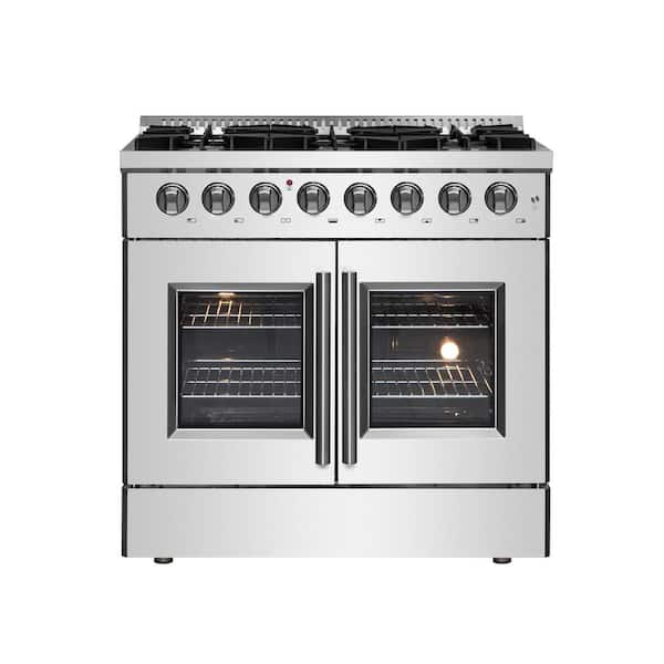 Forno Galiano 36 in. Freestanding French Door Double Oven Dual Fuel Range 6 Burners Stainless Steel