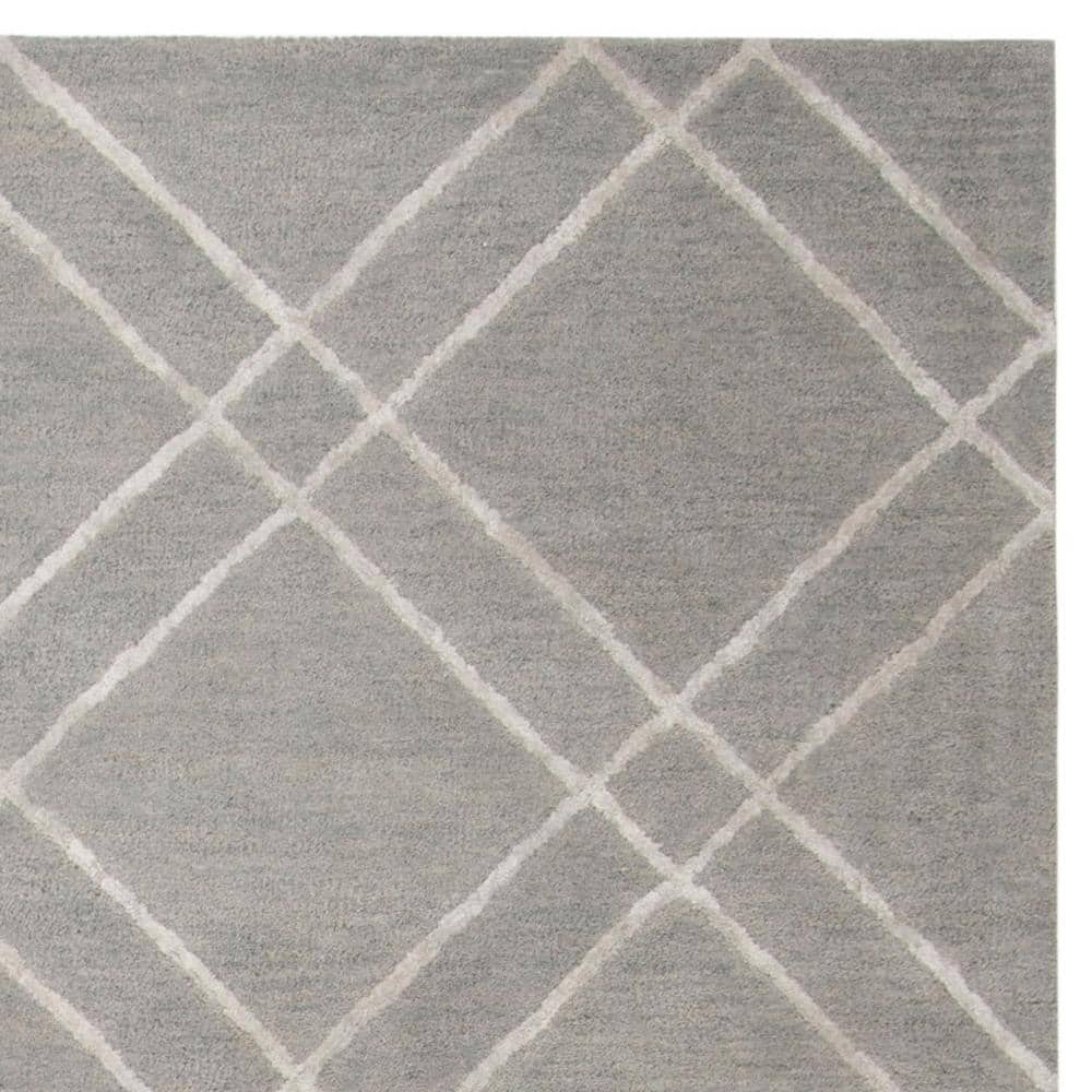 Handmade Tufted Round Grey Wool Area Rug