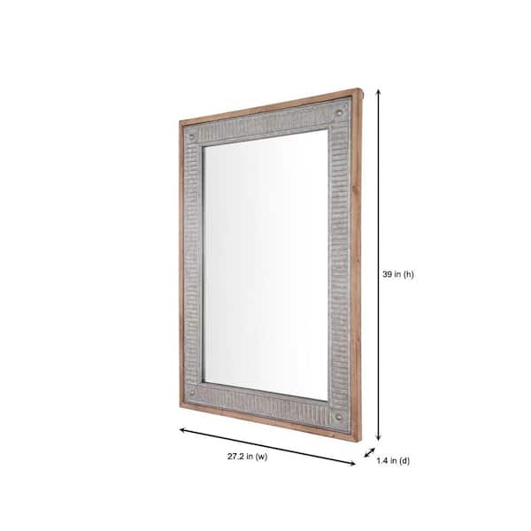 Medium Rectangle Galvanized Antiqued Farmhouse Accent Mirror (39 in. H x 27 in. W)
