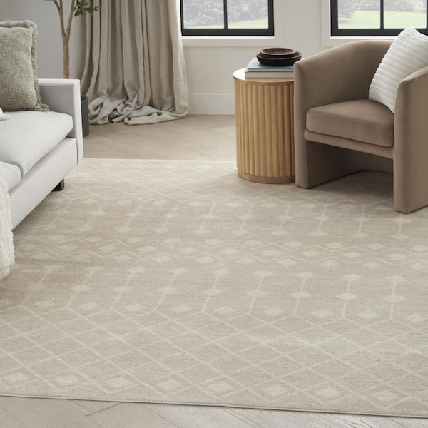 4 ft. x 6 ft. Beige Geometric Power Loom Area Rug