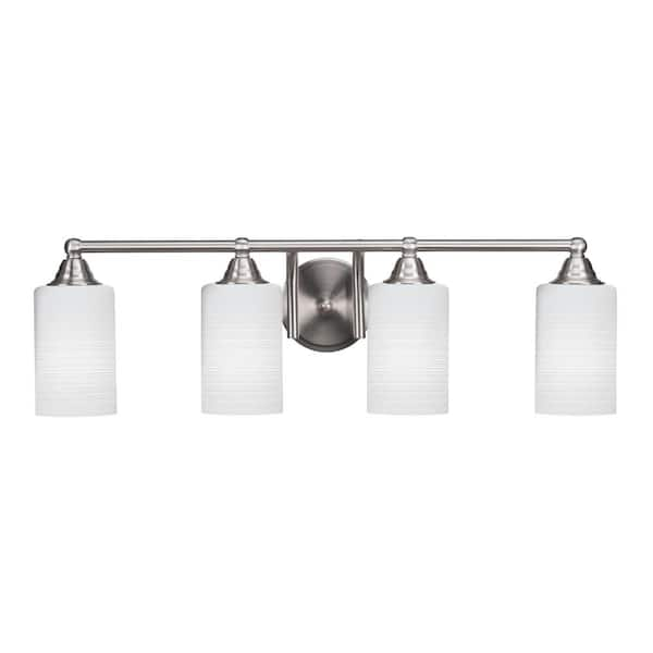 Madison 7 in. 4-Light Bath Bar, Brushed Nickel, White Matrix Glass ...