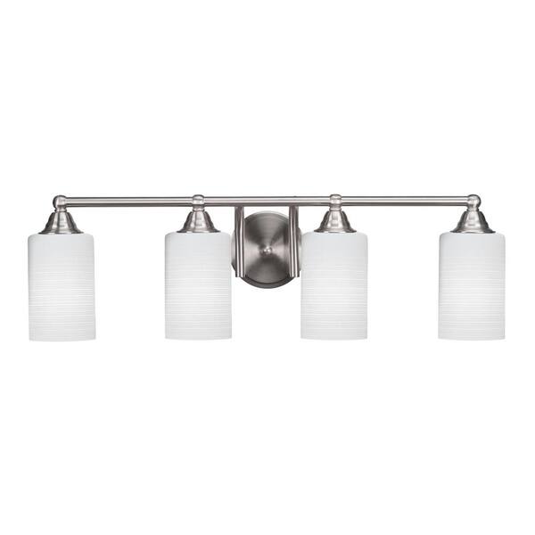 Unbranded Madison 7 in. 4-Light Bath Bar, Brushed Nickel, White Matrix Glass Vanity Light
