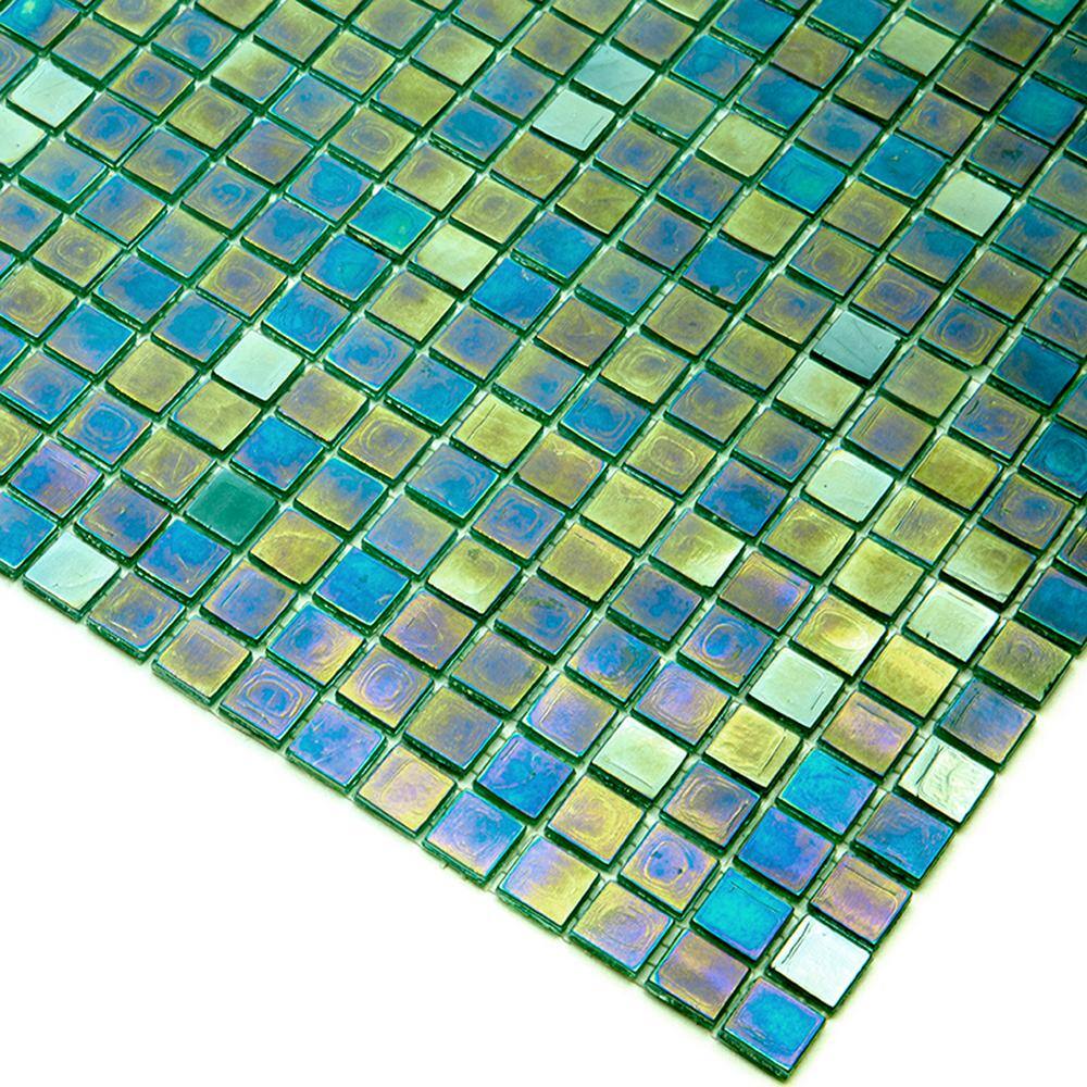 Green-Blue Glossy Glass Mosaic Wall and Floor Tile