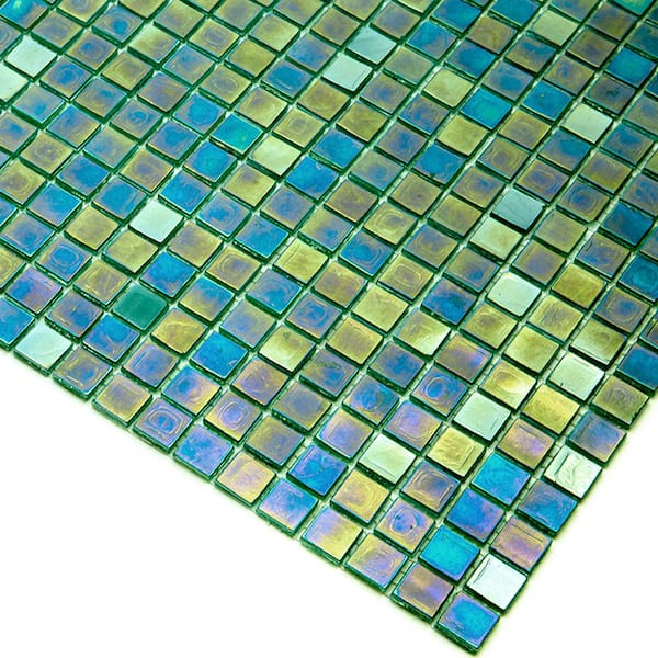 Skosh Glossy Grenn-Blue 11.6 in. x 11.6 in. Glass Mosaic Wall and Floor Tile (18.69 sq. ft./case) (20-pack)