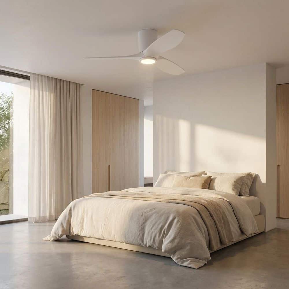 Seyra 44 in. Matte White Hugger Standard Indoor/Outdoor Smart LED Ceiling Fan with Remote Included price history on PriceWatchPro