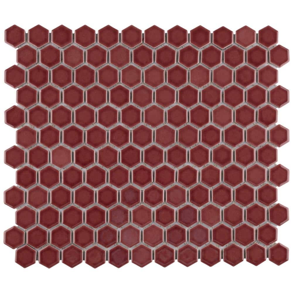 Tribeca 1 in. Hex Glossy Rusty Red 6 in. x 6 in. Porcelain Mosaic Take Home Tile Sample price history on PriceWatchPro