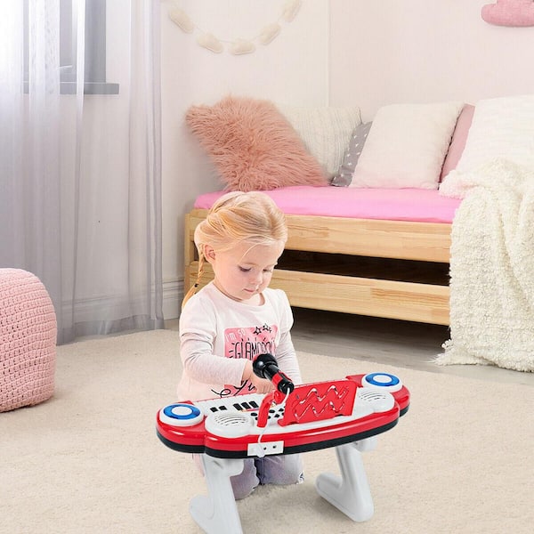 Gymax Z-Shaped Kids Toy Keyboard 37-Key Electronic Piano Red