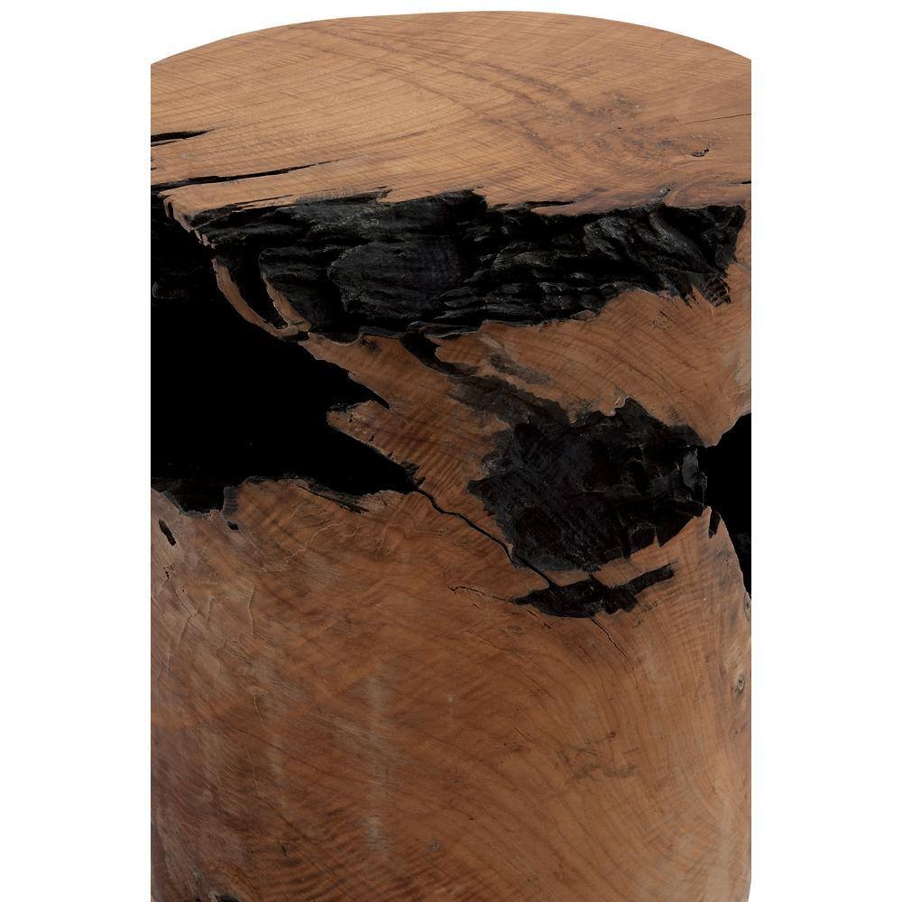 Rustic Teak Wood Live Edge Round Accent Table