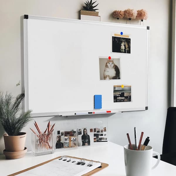 Afoxsos 36 in. x 24 in. White Metal Framed Magnetic Memo Board
