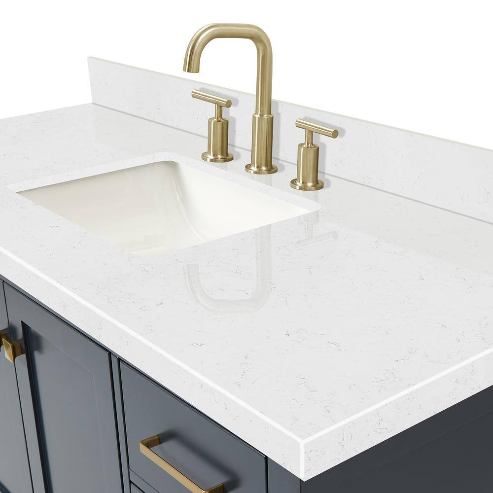Midnight Blue Single Sink Vanity with Carrara Quartz Top