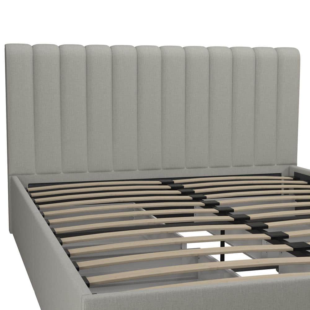 Brittany Modern Full Gray Upholstered Bed with Storage Drawers