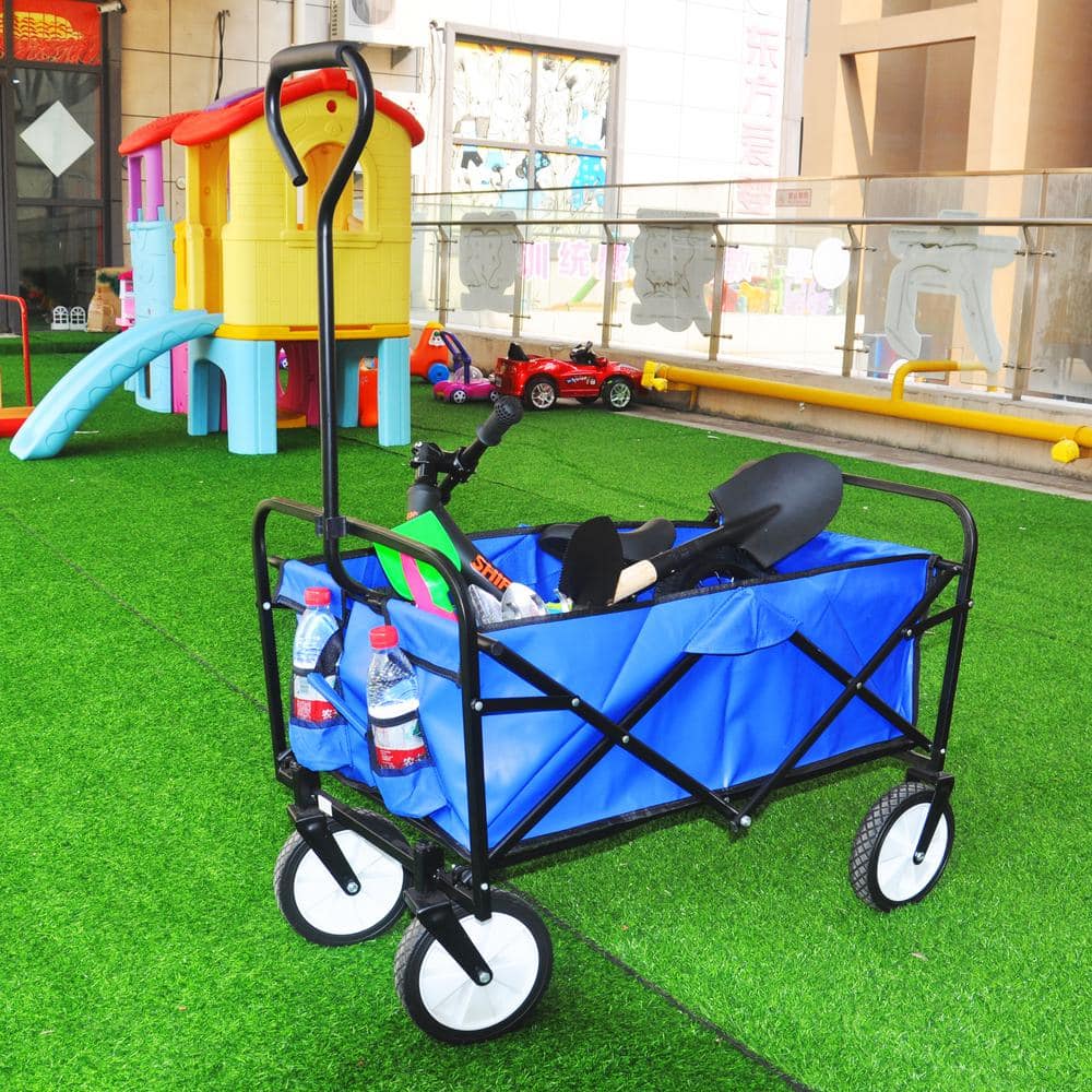 Blue Heavy-Duty Folding Utility Wagon Cart