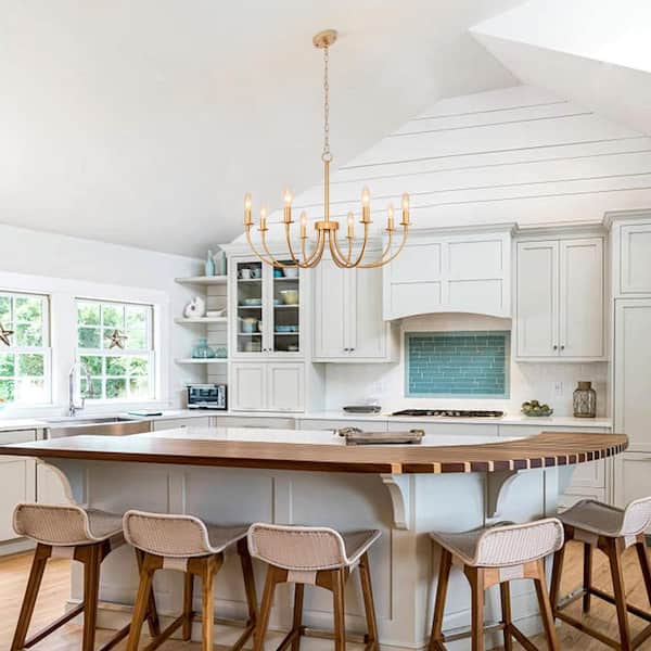 Rustic 8 Light Classic Candle Rose Gold Chandeliers for Kitchen Island, Dining Room