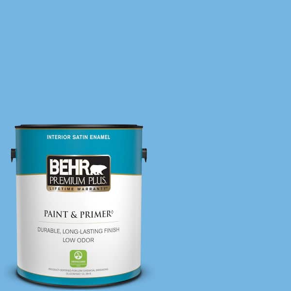 BEHR PREMIUM PLUS 1 gal. #P510-4 Electra Satin Enamel Low Odor Interior Paint & Primer