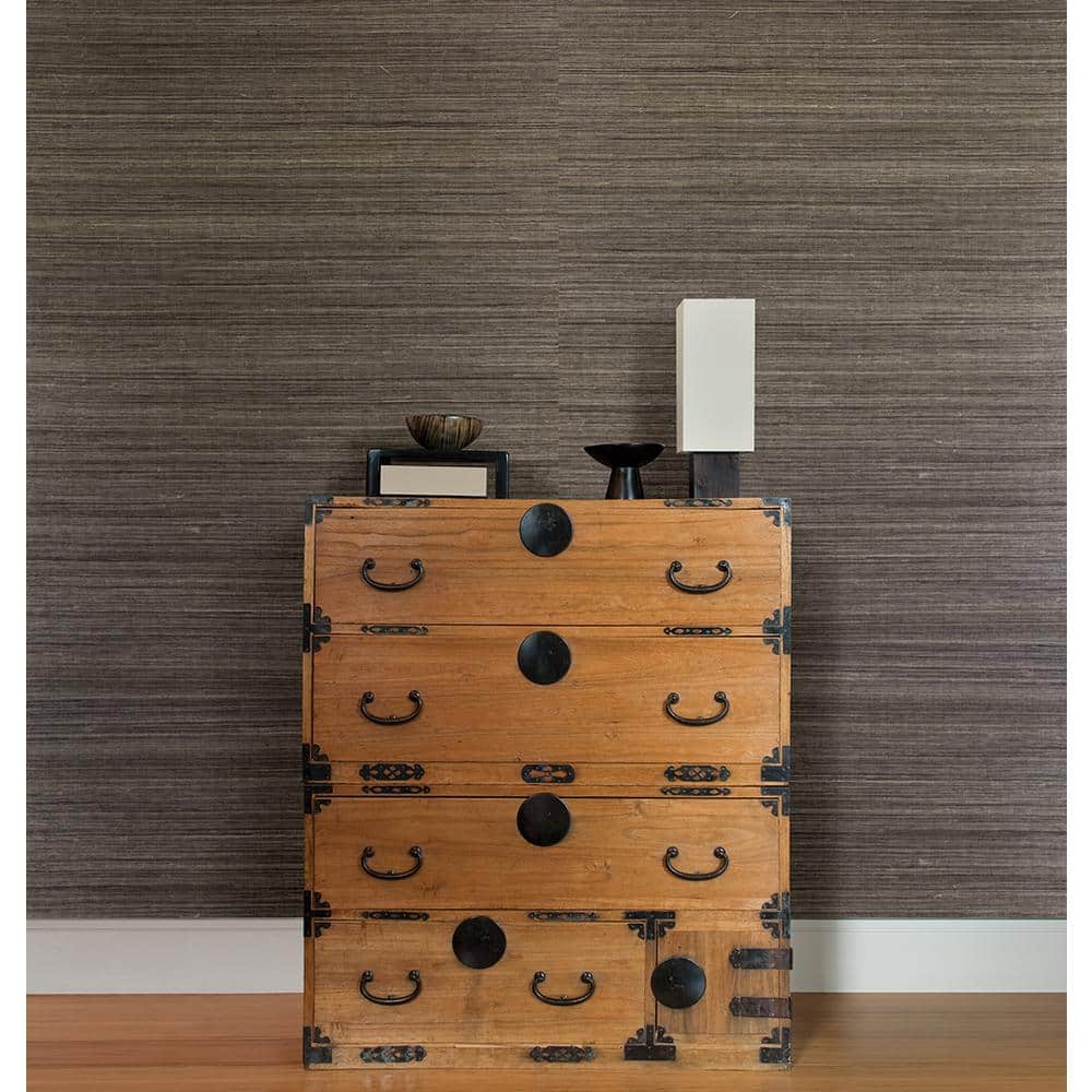 Marcin Brown and Black Grasscloth Non-Pasted Wallpaper