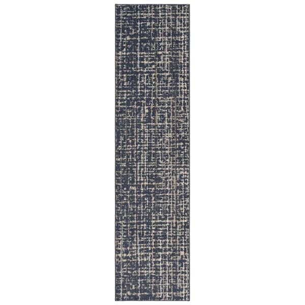 Rumba 2 ft. x 8 ft. Slate Blue/Earth Tone Plush Modern Abstract Area Rug
