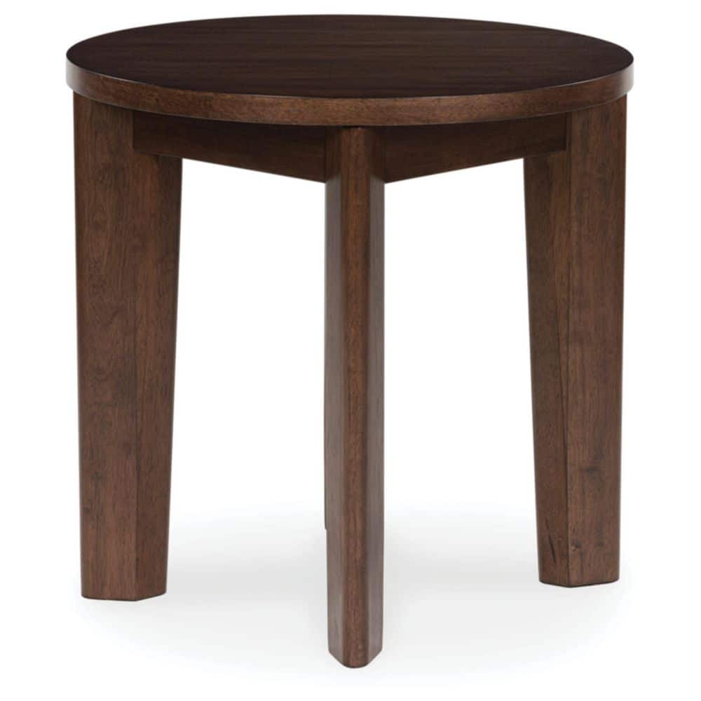 Korestone 26" Round Dark Brown Wood End Table