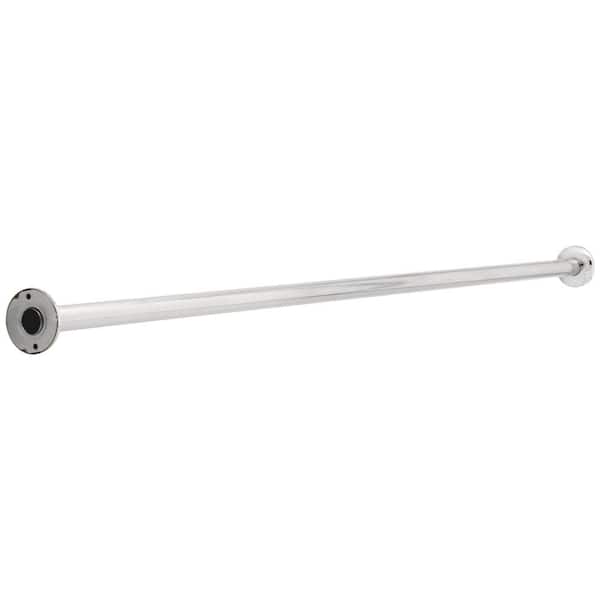 Franklin Brass 60 in. x 1-1/4 in. Concealed Screw Shower Curtain Rod with Flanges in Bright Stainless