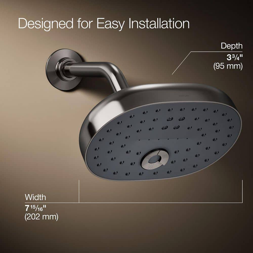 Vibrant Titanium Oval Multifunction Wall Mounted Showerhead