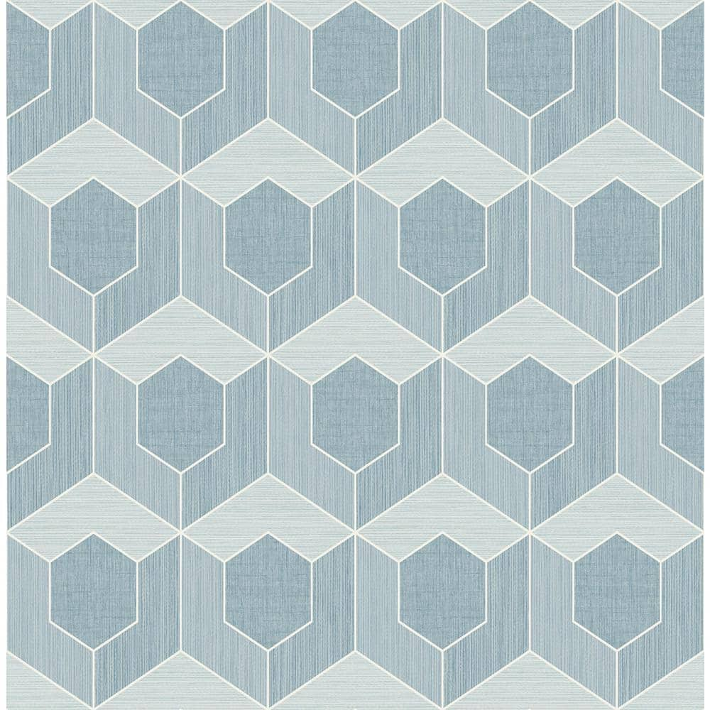 CASA MIA 3D Hexagon Soft Blue Paper Non-Pasted Strippable Wallpaper ...