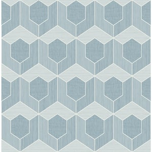 3D Hexagon Soft Blue Paper Non-Pasted Strippable Wallpaper Roll (Cover 56.05 sq. ft.)