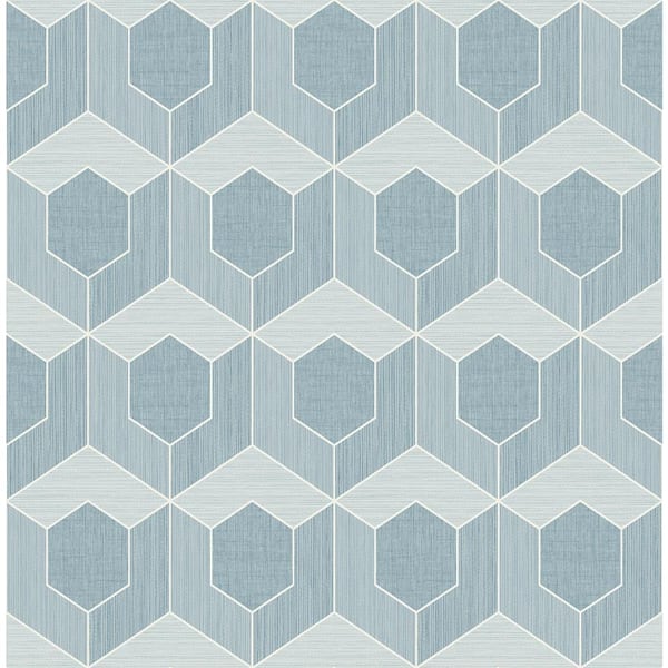 CASA MIA 3D Hexagon Soft Blue Paper Non-Pasted Strippable Wallpaper Roll (Cover 56.05 sq. ft.)