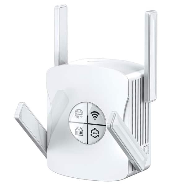 phyfalip White WiFi 6 Extender Signal Booster 2. 4Gb/s Dual Band with Ethernet Port, Longest Range up to 10k+sq. ft.