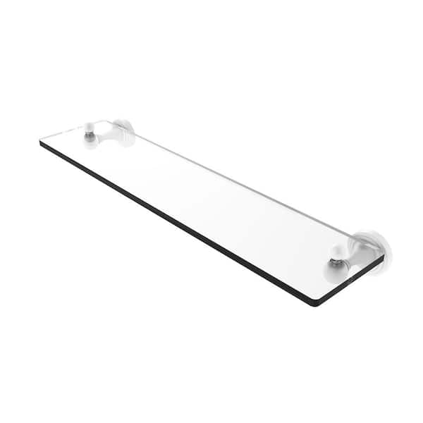 Allied Brass Shadwell Collection 22 in. W Glass Vanity Shelf with Beveled Edges in Matte White