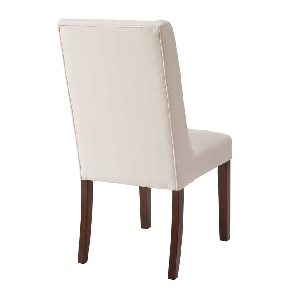 Parsons Cream High Wing-Back Side Chair with Solid Wood Legs