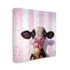 Stupell Industries Cute Baby Cow with Ice Cream Cone Pink Stripes