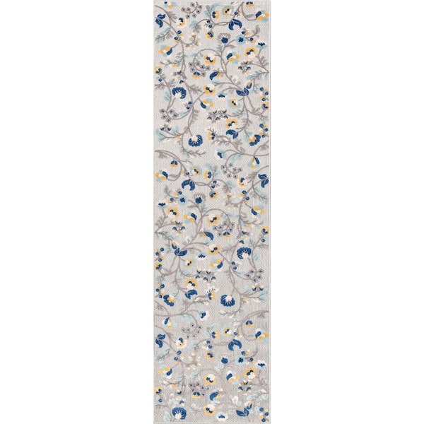 Dorado Neveh Modern Southwestern Grey 2 ft. 7 in. x 9 ft. 10 in. Runner High-Low Indoor/Outdoor Area Rug