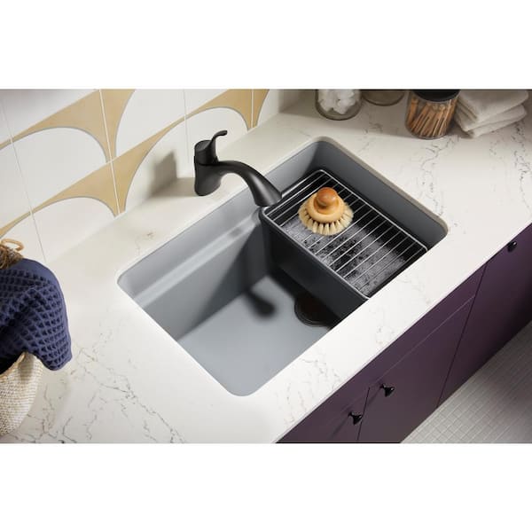 KOHLER Cairn Matte Grey Composite Undermount Utility Sink